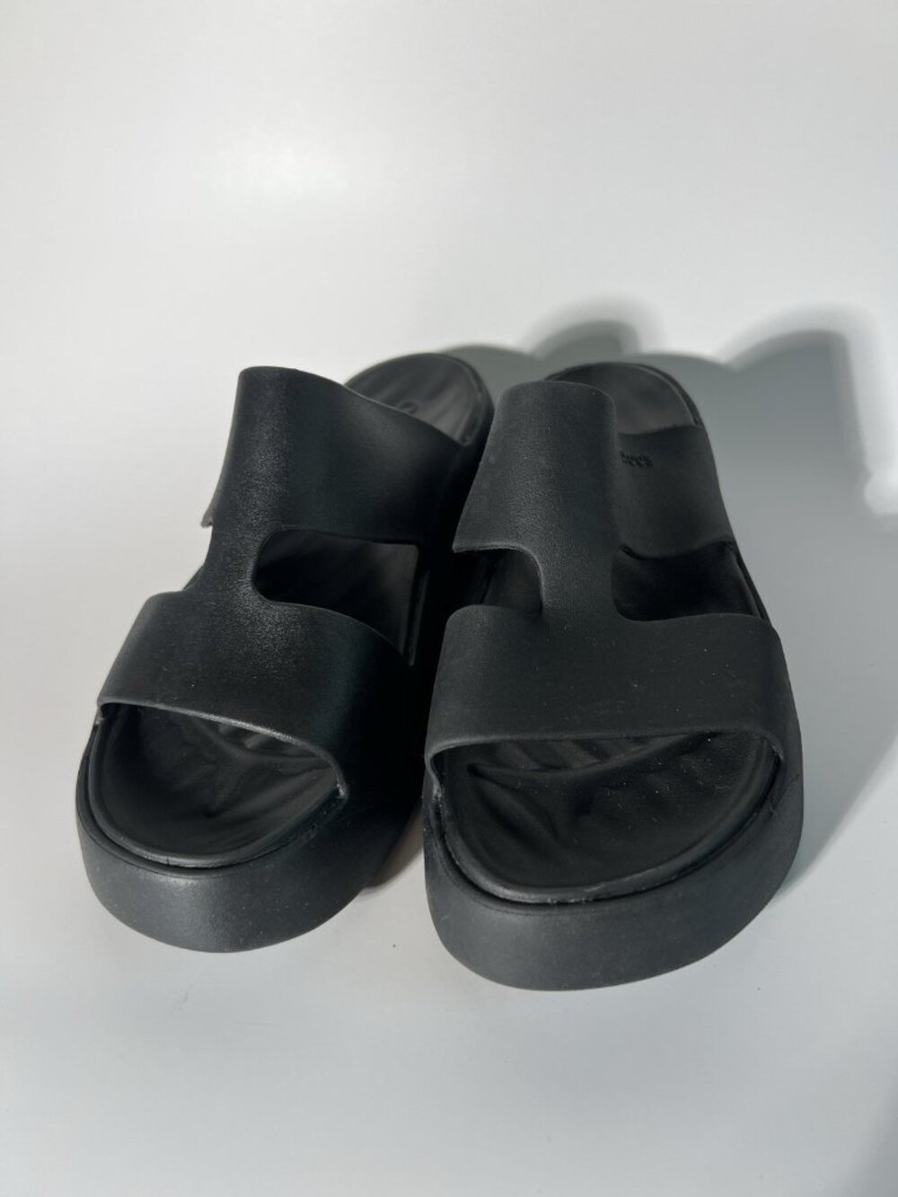 Crocs Black Platform Slides Comfort Sandals Womens W8 - Picture 11 of 14